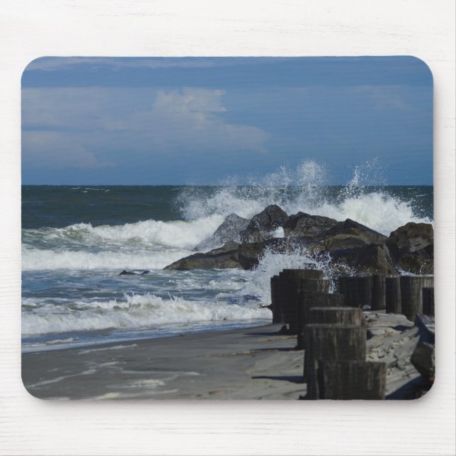 Crashing Waves At Folly Mouse Mat (Front)