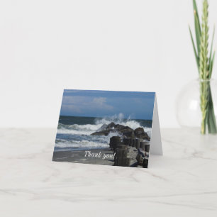 Crashing Waves At Folly Thank You Card