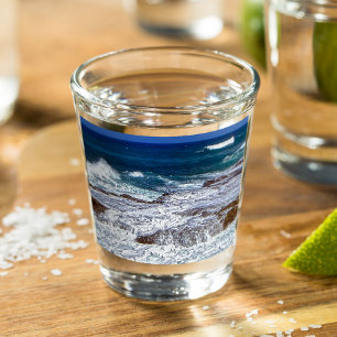 Crashing Waves On Rocks Shot Glass