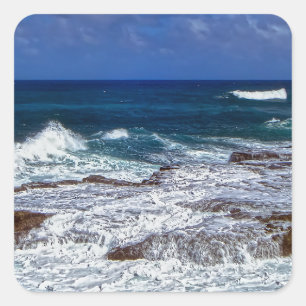 Crashing Waves On Rocks Square Sticker