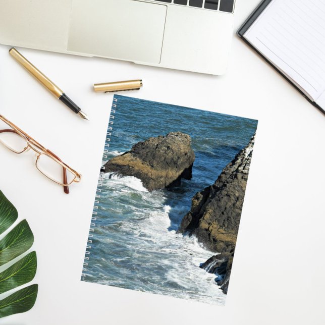 Crashing Waves on Rocky Coastline Notebook (In Situ)
