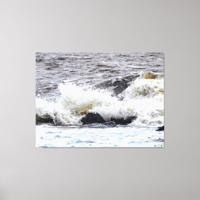 Crashing Waves on Rocky Shore Canvas Print (Front)