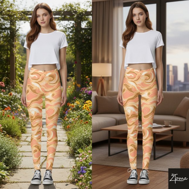 Crashing Waves warm colours Leggings (Creator Uploaded)