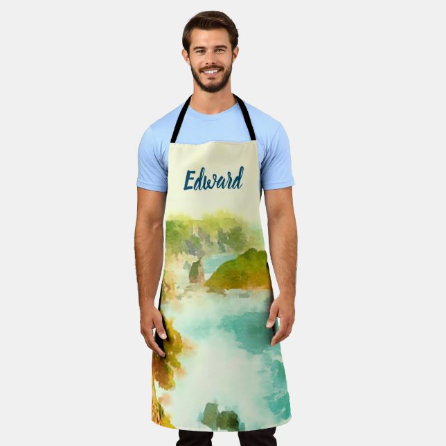 Crashing Waves Watercolor Apron (Worn)