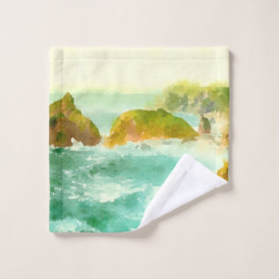 Crashing Waves Watercolor Bath Towel Set