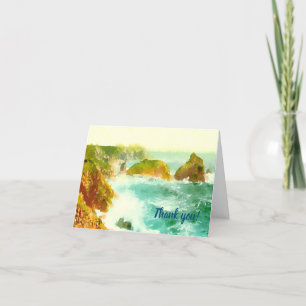 Crashing Waves Watercolor Thank You Card