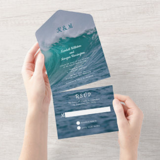 Crashing Waves Wedding All in One Invitations