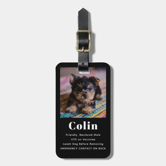 Crate Tag Pet Photo Emergency Contact (Front Vertical)