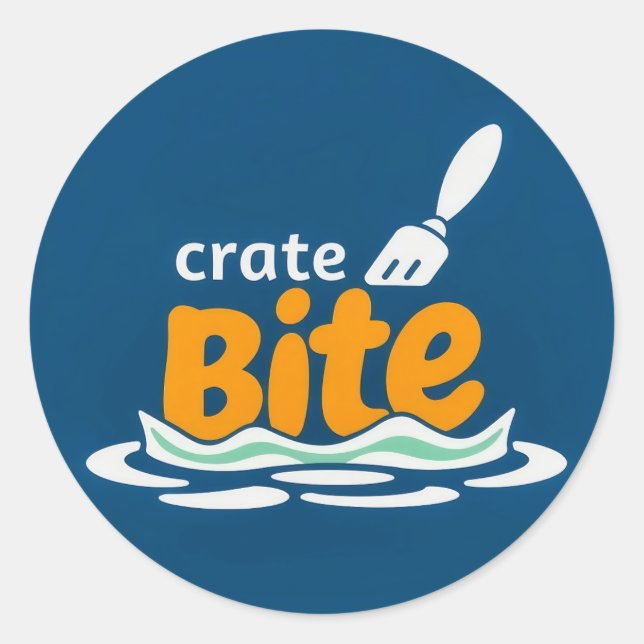 CrateBite: Dive into Freshness Classic Round Sticker (Front)