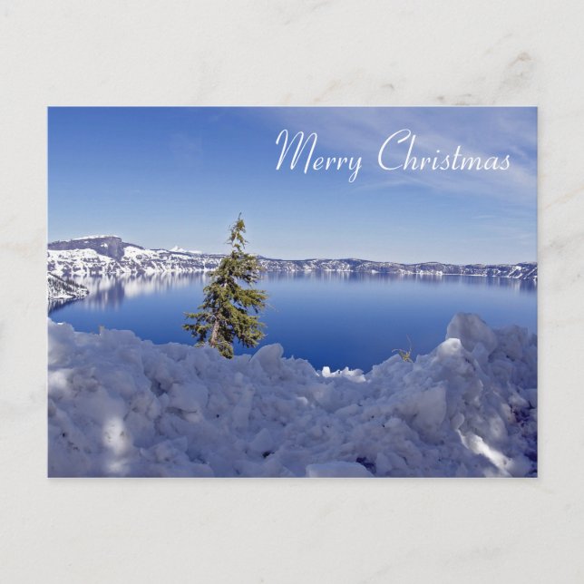 Crater Lake at winter - Merry Christmas Holiday Postcard (Front)