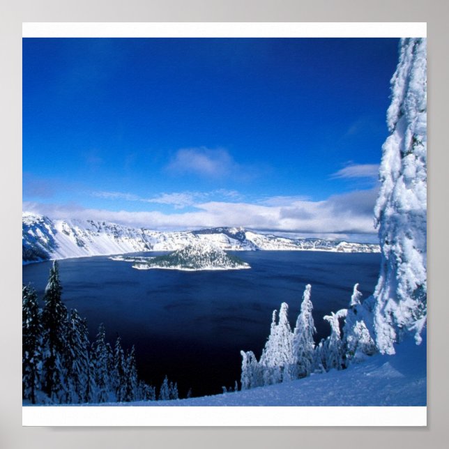 Crater Lake in Winter Oregon Poster (Front)
