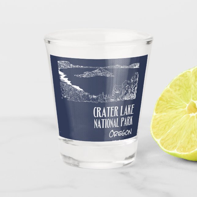 Crater Lake National Park Art Illustration Shot Glass (Front)