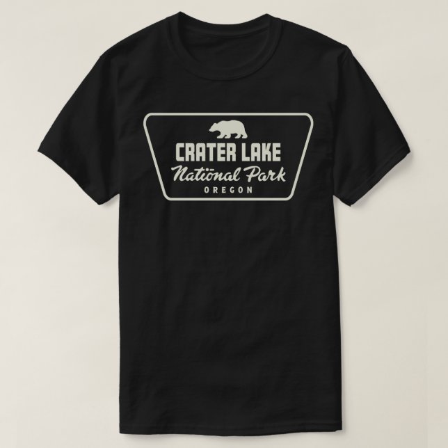 Crater Lake National Park Bear Badge Tan T-Shirt (Design Front)