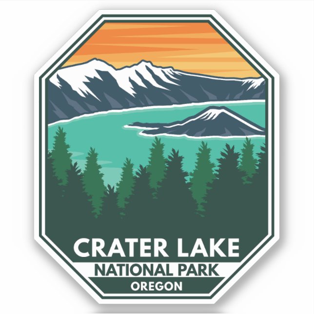 Crater Lake National Park Elk Retro Compass Emblem (Front)