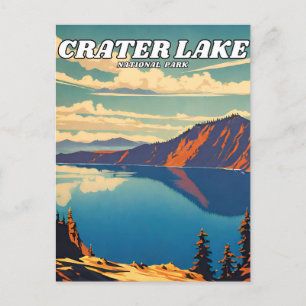 Crater Lake National Park illustration retro Class Postcard
