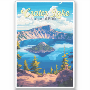 Crater Lake National Park Illustration Travel Art
