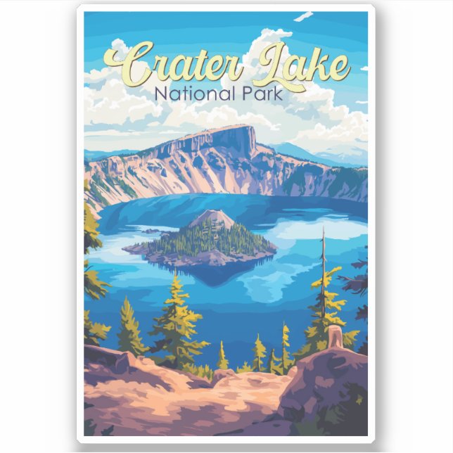 Crater Lake National Park Illustration Travel Art (Front)
