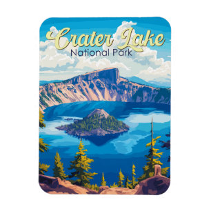 Crater Lake National Park Illustration Travel Art Magnet