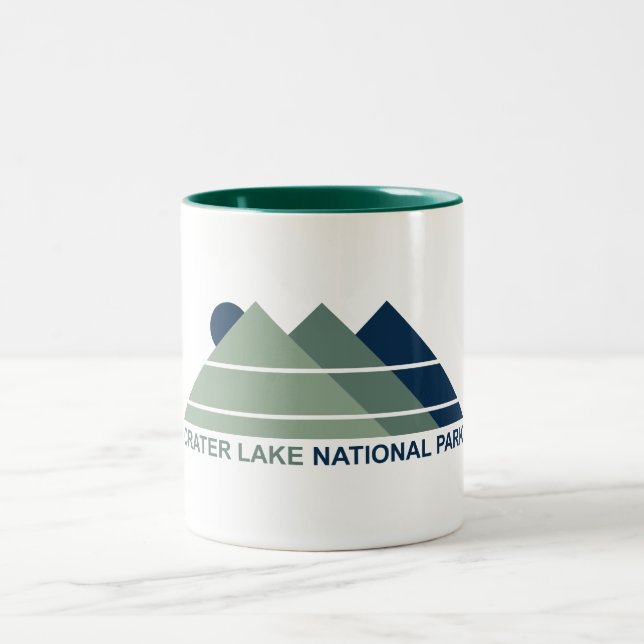 Crater Lake National Park Mountain Sun Two-Tone Coffee Mug (Center)