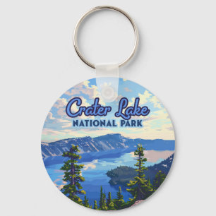 Crater Lake National Park Oregon Retro Key Ring