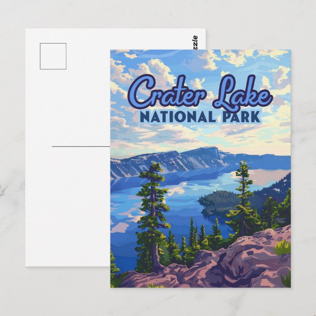 Crater Lake National Park Oregon Retro Postcard (Front/Back)