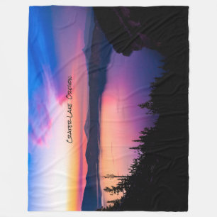 Crater Lake National Park Oregon Sunset Fleece Blanket