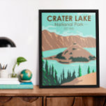 Crater Lake National Park Oregon Vintage Poster<br><div class="desc">Crater Lake vector artwork design. The park is in the Cascade Mountains of southern Oregon. It’s known for its namesake Crater Lake,  formed by the now-collapsed volcano,  Mount Mazama.</div>
