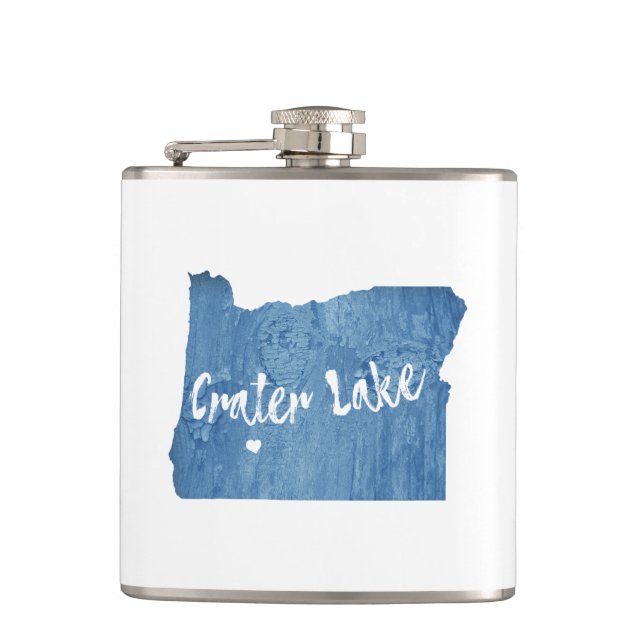 Crater Lake National Park Oregon Wood Grain Hip Flask (Front)