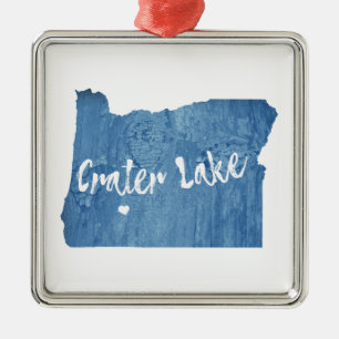 Crater Lake National Park Oregon Wood Grain Metal Tree Decoration
