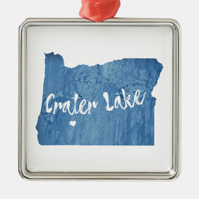 Crater Lake National Park Oregon Wood Grain Metal Tree Decoration (Front)