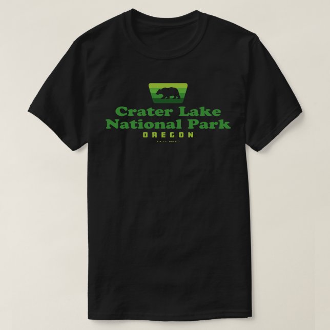 Crater Lake National Park Retro Badge Bear Green T-Shirt (Design Front)