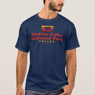 Crater Lake National Park Retro Badge Bear Red T-Shirt