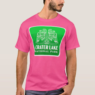 Crater Lake National Park Retro Bird Badge Green T-Shirt