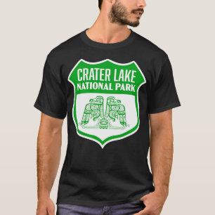 Crater Lake National Park Retro Bird Shield Green T-Shirt