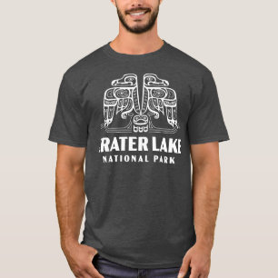 Crater Lake National Park Retro Bird Wordmark Whit T-Shirt