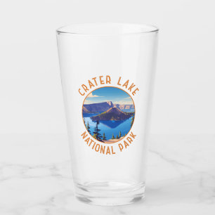 Crater Lake National Park Retro Distressed Circle Glass