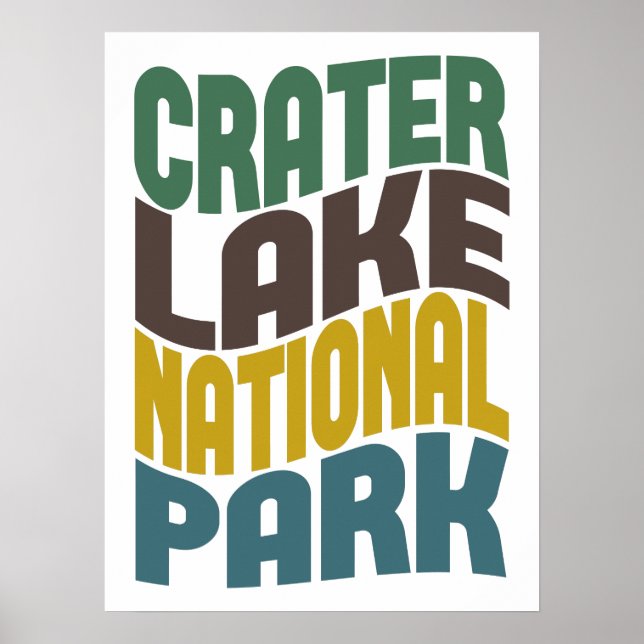 Crater Lake National Park Retro Wave Poster (Front)