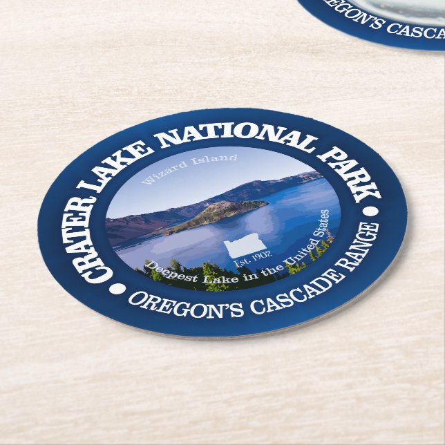 Crater Lake National Park Round Paper Coaster (Angled)