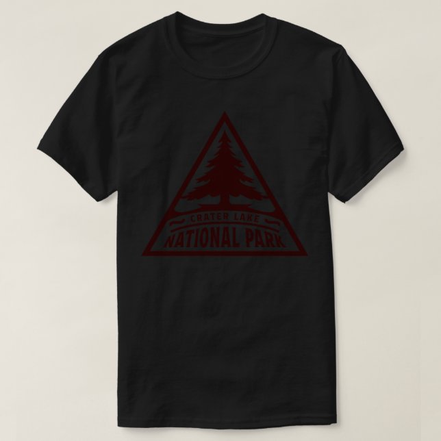 Crater Lake National Park Tree Triangle Brown T-Shirt (Design Front)