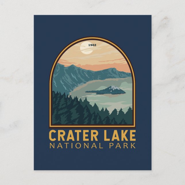 Crater Lake National Park Vintage Emblem Postcard (Front)