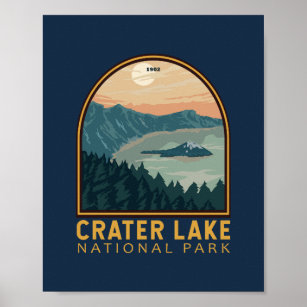 Crater Lake National Park Vintage Emblem Poster