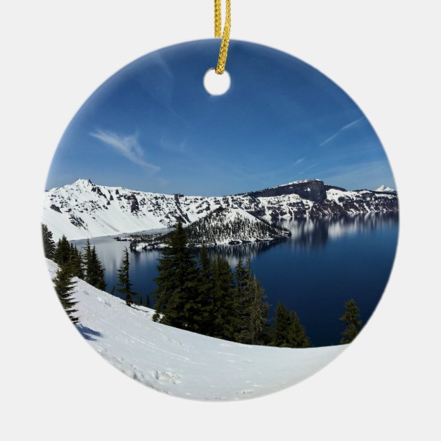 Crater Lake, Oregon Ceramic Tree Decoration (Front)