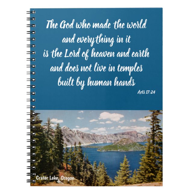 Crater Lake Oregon Christian Notebook (Front)
