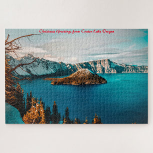 Crater Lake Oregon.Christmas Greetings Jigsaw Puzzle
