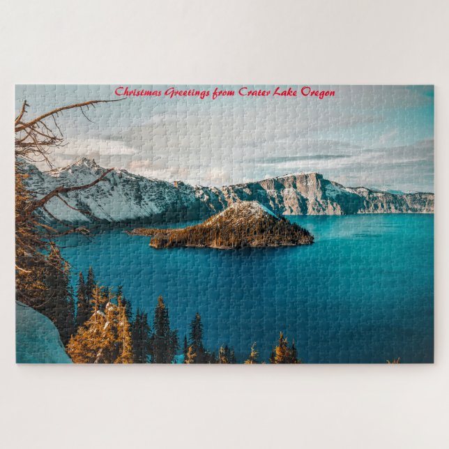 Crater Lake Oregon.Christmas Greetings Jigsaw Puzzle (Horizontal)