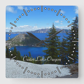 Crater Lake Oregon Square Wall Clock