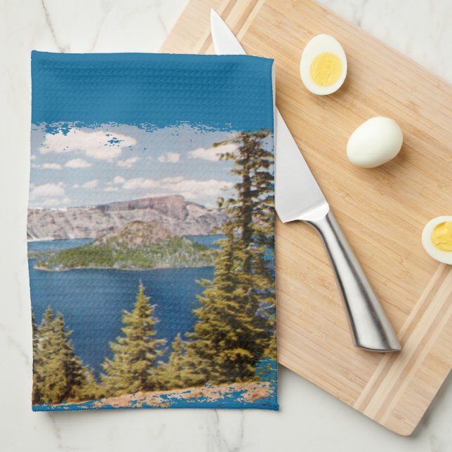 Crater Lake Oregon Tea Towel (Quarter Fold)