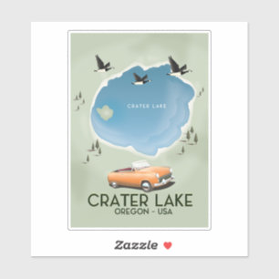 Crater Lake Oregon Travel map poster
