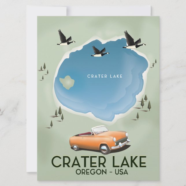 Crater Lake Oregon Travel map poster Invitation (Front)
