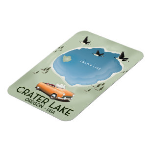 Crater Lake Oregon Travel map poster Magnet